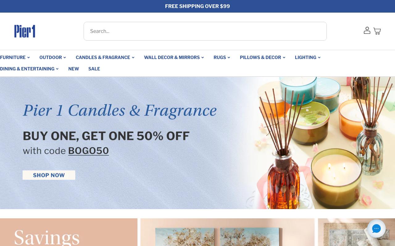 pier1.com homepage screenshot