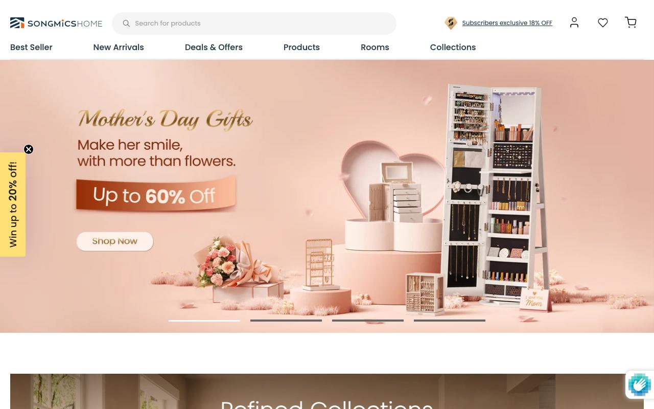 songmics.com homepage screenshot