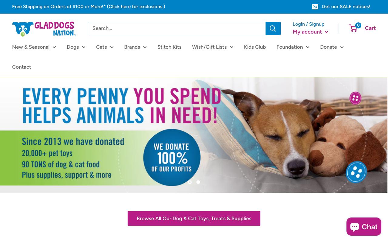 gladdogsnation.com homepage screenshot
