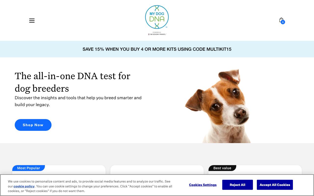 mydogdna.com homepage screenshot